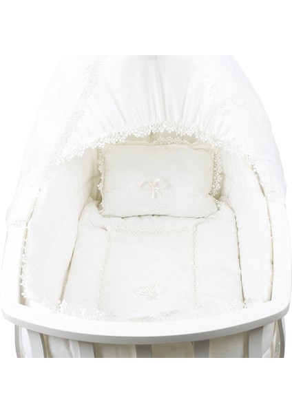 Doğal Ağaç Beşik, Lüx Sallanan Beşik + Uyku Seti + Cibinlik - Krem modelleri