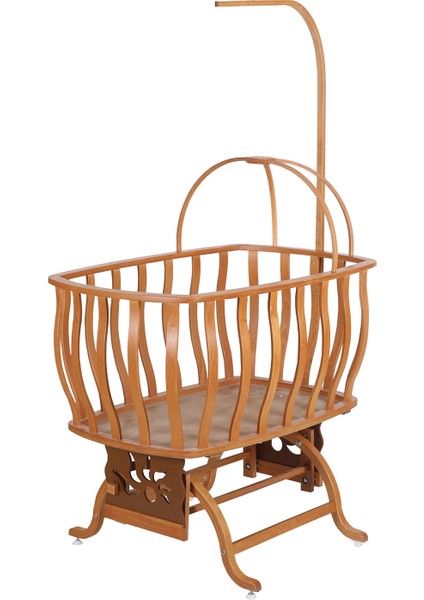 Doğal Ağaç Beşik, Lüx Sallanan Beşik + Uyku Seti + Cibinlik - Açık Ceviz fırsatları