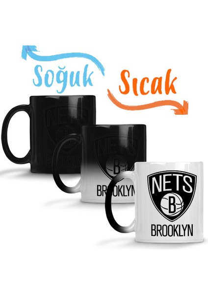 Basketbol Takımı Brooklyn Nets Sihirli Kupa Bardak Porselen