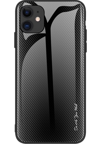 Apple iPhone 12 Mini Için Karbon Fiber Temperli Cam Cep Telefonu Kılıfı - Siyah (Yurt Dışından)