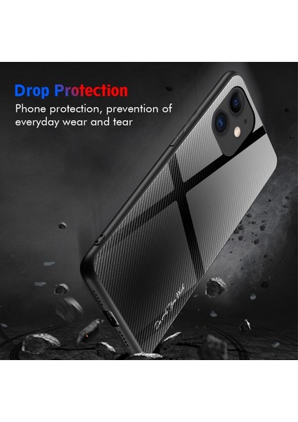 Apple iPhone 12 Mini Için Karbon Fiber Temperli Cam Cep Telefonu Kılıfı - Siyah (Yurt Dışından)
