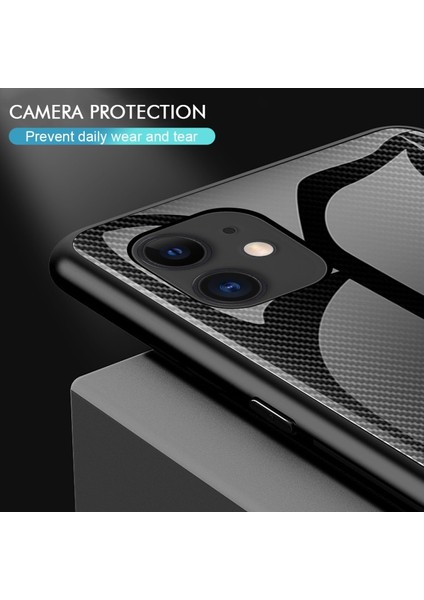 Apple iPhone 12 Mini Için Karbon Fiber Temperli Cam Cep Telefonu Kılıfı - Siyah (Yurt Dışından)