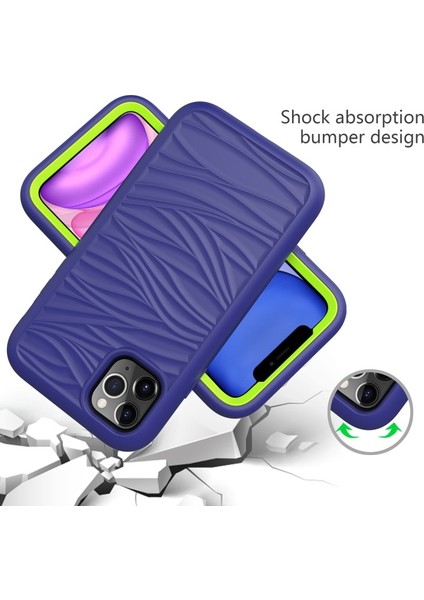 Apple iPhone 11 Pro Max Için 2'si 1 Arada Pc + Silikon Dalga Dokulu Ayrılabilir Telefon Kılıfı - Lacivert/sarı (Yurt Dışından) fiyatları