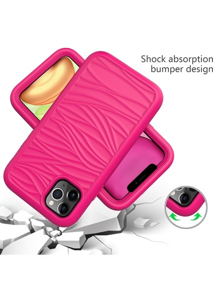 Apple iPhone 11 Pro Max Için 2'si 1 Arada Pc + Silikon Dalga Dokulu Ayrılabilir Telefon Kılıfı - Pembe (Yurt Dışından) fiyatları