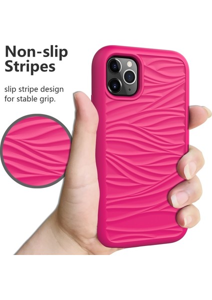 Apple iPhone 11 Pro Max Için 2'si 1 Arada Pc + Silikon Dalga Dokulu Ayrılabilir Telefon Kılıfı - Pembe (Yurt Dışından) fırsatları