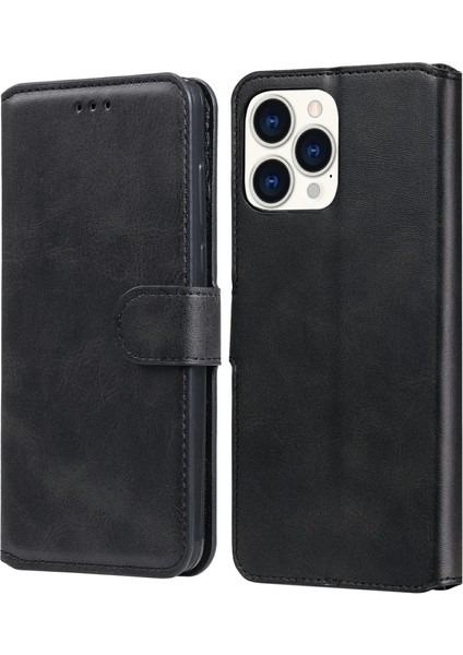 Apple iPhone 13 Pro Max Için Standlı Deri Cüzdan Cep Telefonu Kılıfı - Siyah (Yurt Dışından)