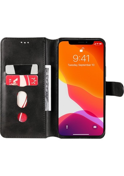Apple iPhone 13 Pro Max Için Standlı Deri Cüzdan Cep Telefonu Kılıfı - Siyah (Yurt Dışından)
