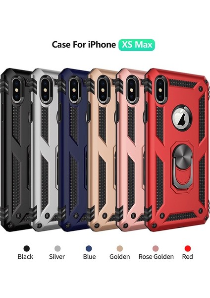 Apple iPhone Xs Max Için Standlı Pc + Tpu Hibrit Telefon Kılıfı - Mavi (Yurt Dışından) fiyatları