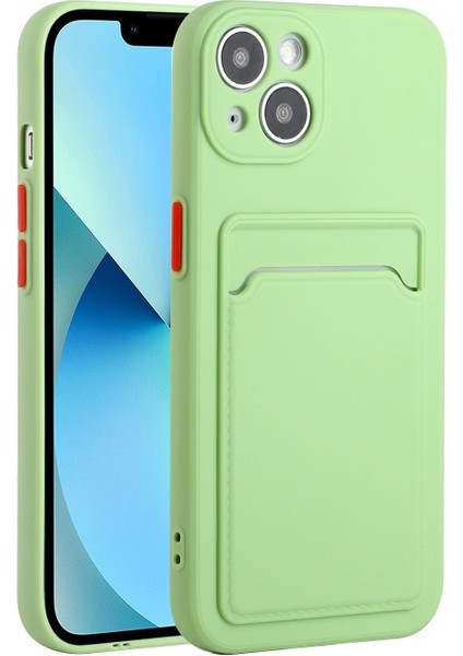 Apple iPhone 13 6.1 Inç Için Kart Yuvalı Manyetik Telefon Kılıfı - Açık Yeşil (Yurt Dışından)