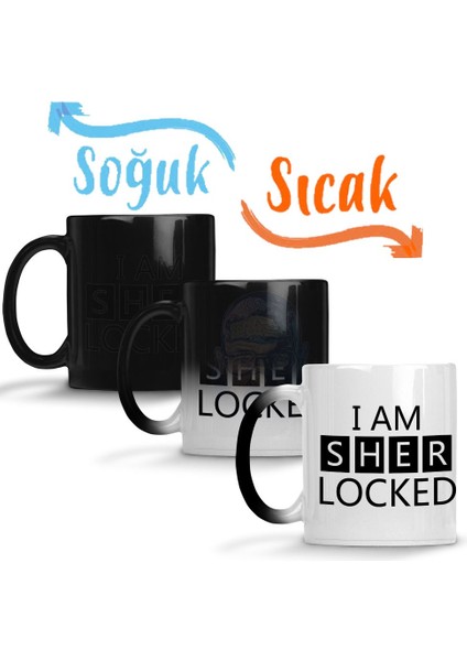 I Am Sher Locked Sherlock Holmes Gun Sihirli Kupa Bardak Porselen