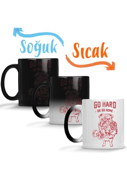 Pug Bodybuilder Köpek Sihirli Kupa Bardak Porselen