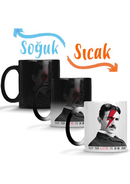 Nikola Tesla Electric Eyes Sihirli Kupa Bardak Porselen