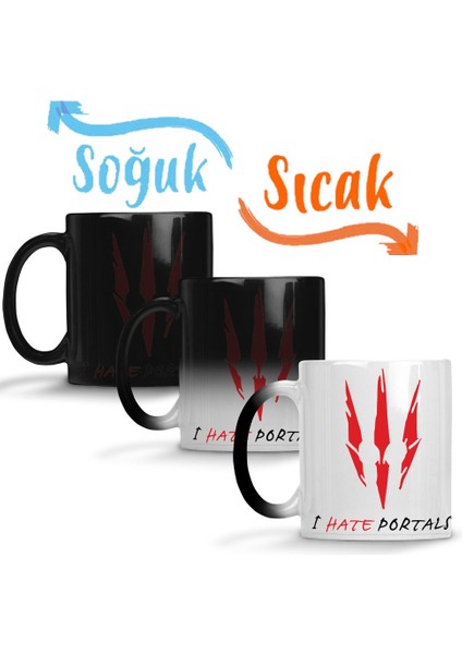 The Witcher I Hate Portals Sihirli Kupa Bardak Porselen