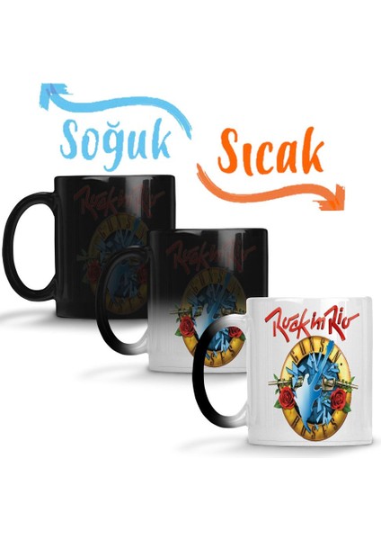 Rock In Rio 2017 Guns N' Roses Sihirli Kupa Bardak Porselen