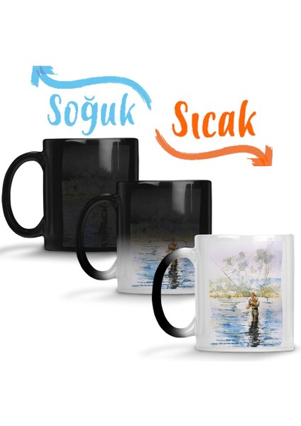 Balıkçı Balık 2 Sihirli Kupa Bardak Porselen