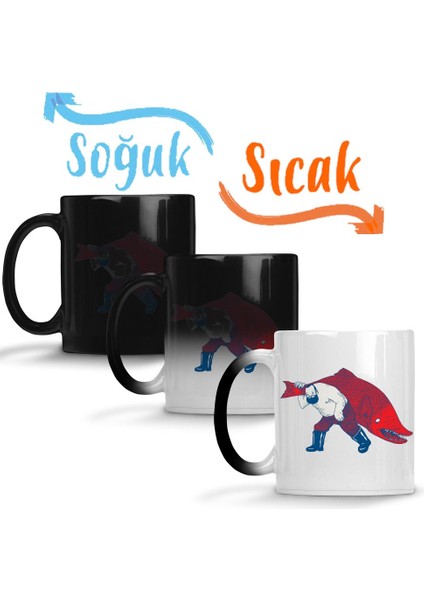 Balıkçı Balık Sihirli Kupa Bardak Porselen