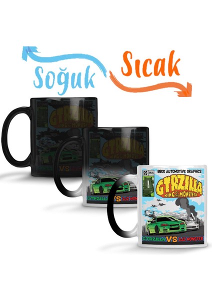 Crazy Gtrzilla R34 King Of The Monsters Sihirli Kupa Bardak Porselen