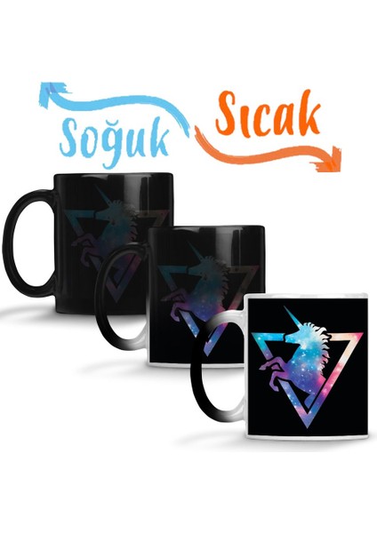 Galaxy Unicorn Sihirli Kupa Bardak Porselen