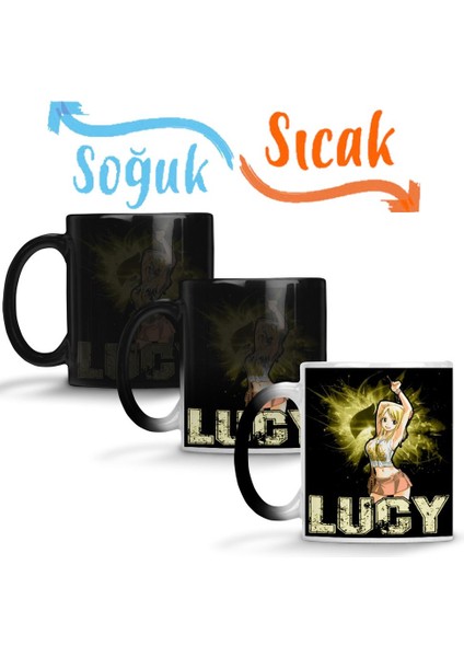 Fairy Tail Lucy Heartfilia Guild Symbol Key Sihirli Kupa Bardak Porselen
