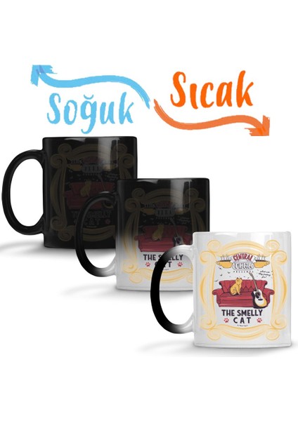 Central Perk Smelly Cat Kedi Friends Sihirli Kupa Bardak Porselen
