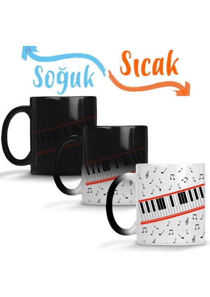 Piano Piyano Müzik Notaları Sihirli Kupa Bardak Porselen