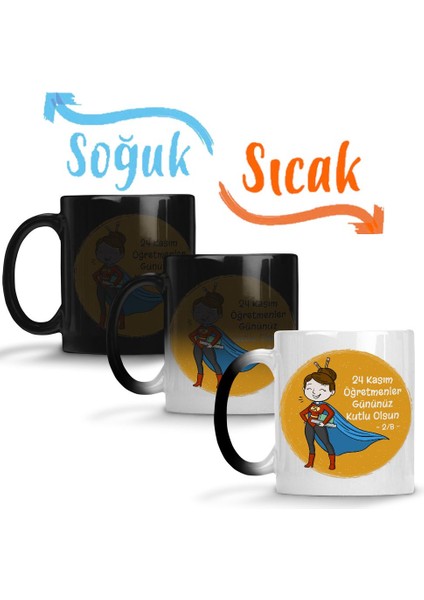 24 Kasım Özel Öğretmenler Günü Sihirli Kupa Bardak Porselen