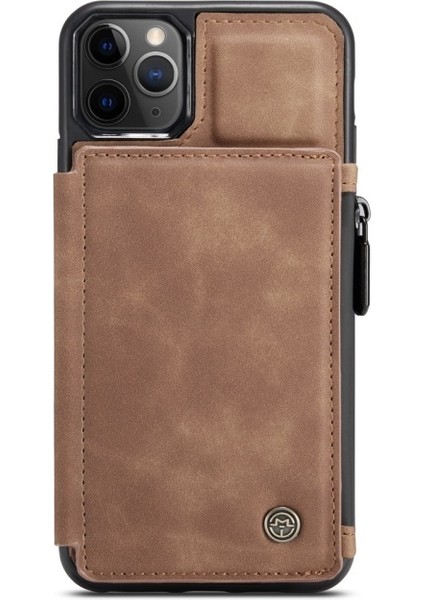 C20 Apple iPhone 11 Pro Max Için Fermuarlı Cep Pu Deri Kaplamalı Kılıf - Kahverengi (Yurt Dışından) modelleri