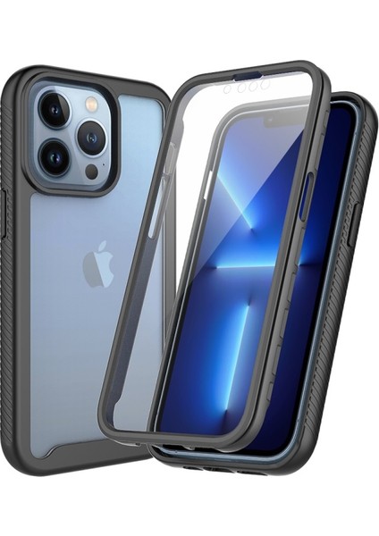 Apple iPhone 13 Pro Için Pet Ekran Koruyuculu Tpu + Pc Hibrit Telefon Kılıfı - Siyah (Yurt Dışından)