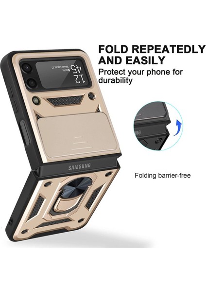 Kamera Kılıf Koruyucu Telefon Kılıfıı ile Yüzük Tutucu Kılıf Için Samsung Galaxy Z Flip3 5g Için - Altın (Yurt Dışından) fiyatları