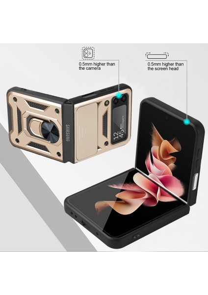 Kamera Kılıf Koruyucu Telefon Kılıfıı ile Yüzük Tutucu Kılıf Için Samsung Galaxy Z Flip3 5g Için - Altın (Yurt Dışından) fırsatları