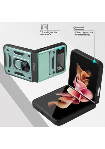 Kamera Kılıf Koruyucu Telefon Kılıfıı ile Yüzük Tutucu Kılıf Için Samsung Galaxy Z Flip3 5g Için - Yeşil (Yurt Dışından) fırsatları