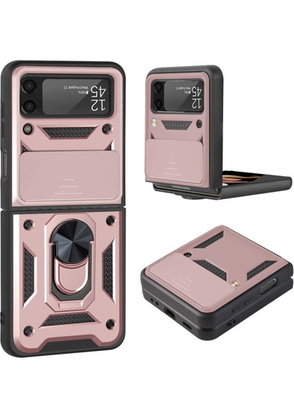 Kamera Kılıf Koruyucu Telefon Kılıfıı ile Halka Tutucu Kılıf Için Samsung Galaxy Z Flip3 5g Için - Pembe (Yurt Dışından)