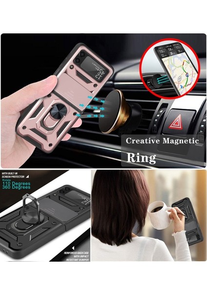 Kamera Kılıf Koruyucu Telefon Kılıfıı ile Halka Tutucu Kılıf Için Samsung Galaxy Z Flip3 5g Için - Pembe (Yurt Dışından) indirimleri