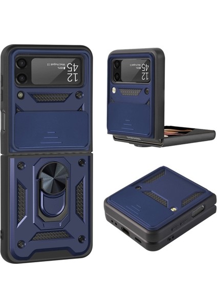 Kamera Kılıf Koruyucu Telefon Kılıfıı ile Halka Tutucu Kılıf Için Samsung Galaxy Z Flip3 5g Için - Mavi (Yurt Dışından)