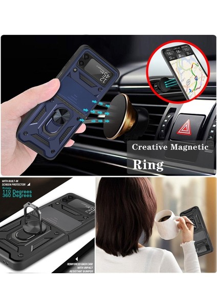 Kamera Kılıf Koruyucu Telefon Kılıfıı ile Halka Tutucu Kılıf Için Samsung Galaxy Z Flip3 5g Için - Mavi (Yurt Dışından) indirimleri