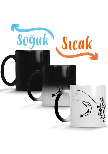 Fishing Balık Tutma Sihirli Kupa Bardak Porselen