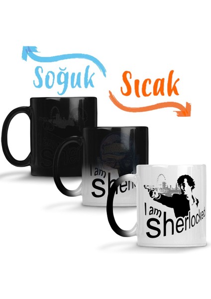 I Am Sher Locked Sherlock Holmes Gun Sihirli Kupa Bardak Porselen