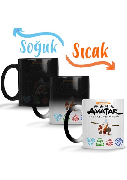 Avatar Anime Element Fire Water Earth Thunder Wind Sihirli Kupa Bardak Porselen