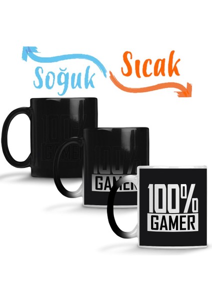 100% Gamer Atari Oyun Sihirli Kupa Bardak Porselen