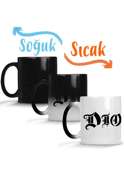 Dio Logo Rainbow Black Sabbath Iron Maiden Saxon Wasp Scorpions Accept Sihirli Kupa Bardak Porselen