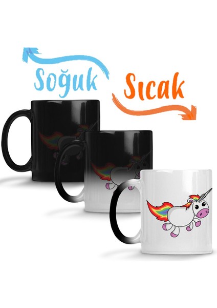 Unicorn Anime Cartoon Sevimli Cute Rainbow Sihirli Kupa Bardak Porselen