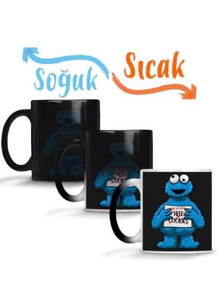 Monster Cookies Cookie Kurabiye Canavarı Sihirli Kupa Bardak Porselen