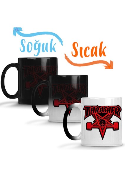 Thrasher Skate Skateboard Sihirli Kupa Bardak Porselen