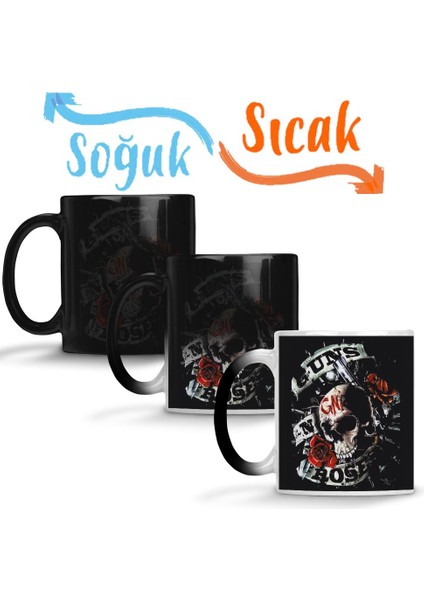 Guns N Roses Guns Roses Estampa Sihirli Kupa Bardak Porselen