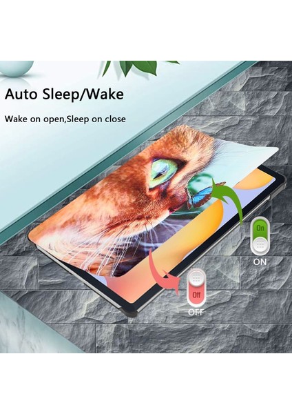 Üçlü Katlanabilir Kapaklı Suni Deri Desenli Tablet Kılıfı - Samsung Galaxy Tab S6 Lite / P610 / P615 (Yurt Dışından) modelleri
