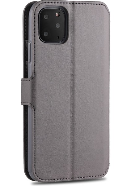 Apple iPhone 12 Mini 5.4 Inç Için Deri Cüzdan Kapaklı Kılıf - Gri (Yurt Dışından)