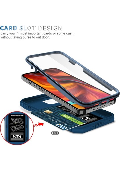 Apple iPhone 13 Için 3'ü 1 Arada Tpu + Pc + Metal Darbeye Dayanıklı Kamera Korumalı Telefon Kılıfı - Mavi (Yurt Dışından) fiyatları