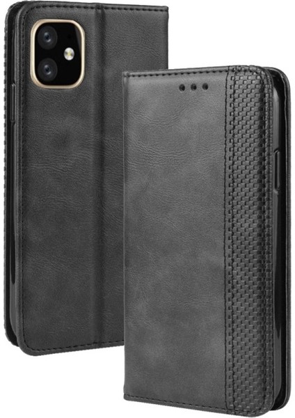 Apple iPhone 12 Pro Max Için Retro Pu Deri Telefon Kılıfı - Siyah (Yurt Dışından) fiyatları