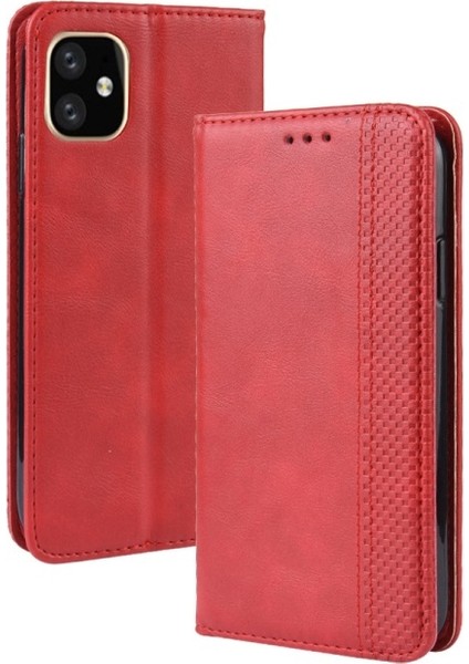 Apple iPhone 12 Pro Max Için Retro Pu Deri Telefon Kılıfı - Kırmızı (Yurt Dışından) fiyatları