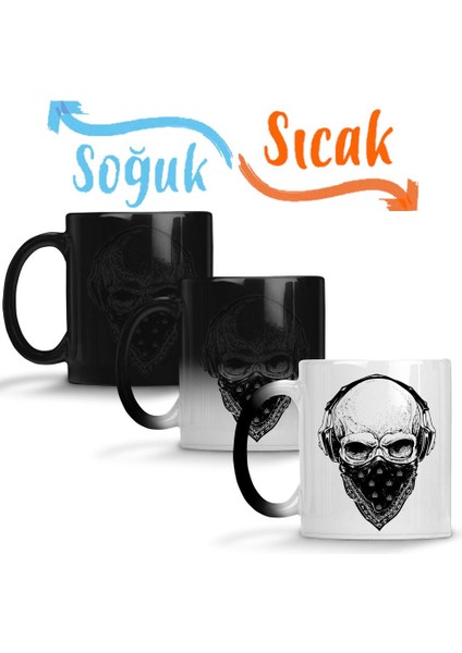 Skull Branca Feminina E Masculina Sihirli Kupa Bardak Porselen